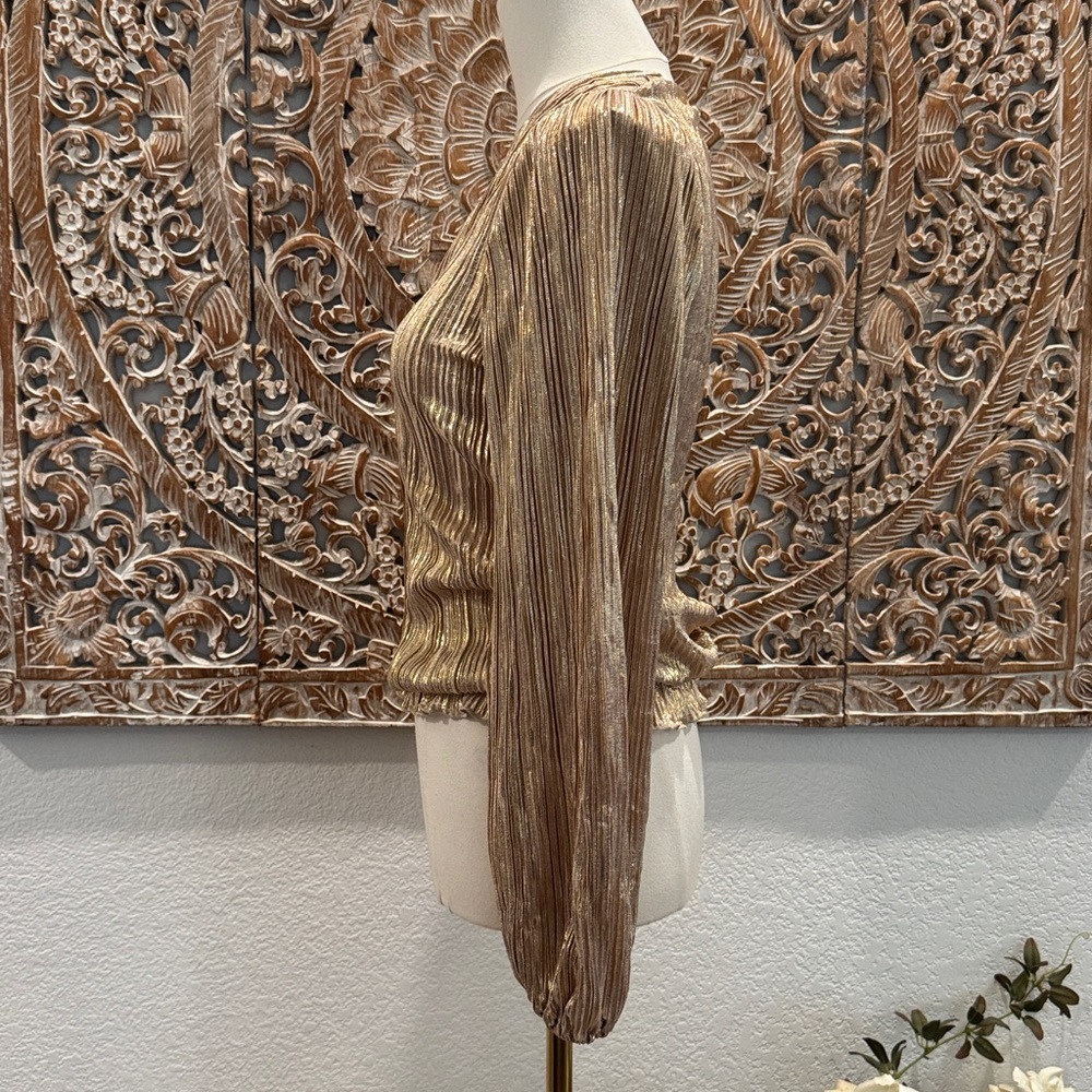 Chenault Gold Crinkle Party Blouse - Picture 9 of 13